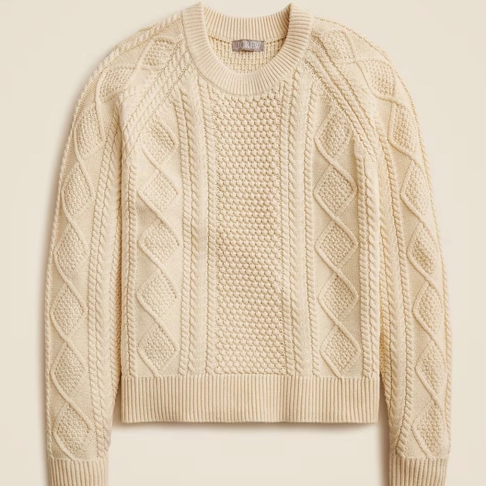 Cotton cable-knit crewneck sweater